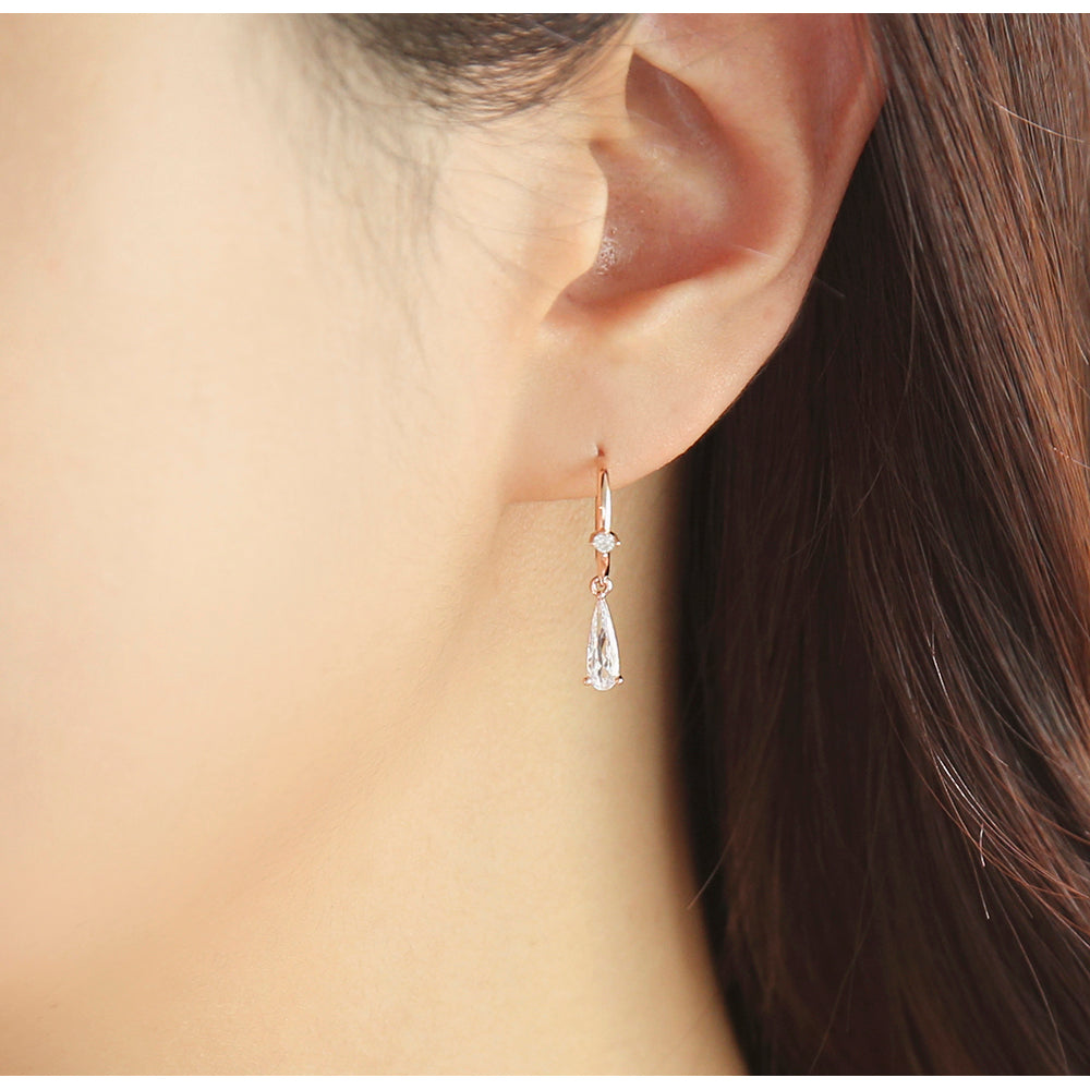 OST - Drop Cubic Half Ring Silver Earrings