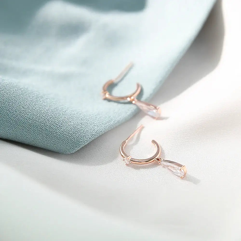 OST - Drop Cubic Half Ring Silver Earrings - OST - Jewelry - Harumio