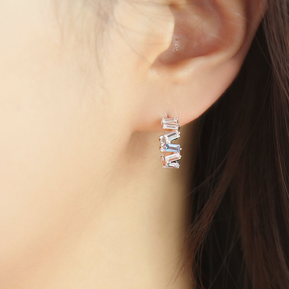 OST - Summer Blue Half Ring Silver Earrings