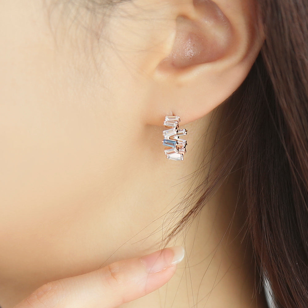OST - Summer Blue Half Ring Silver Earrings