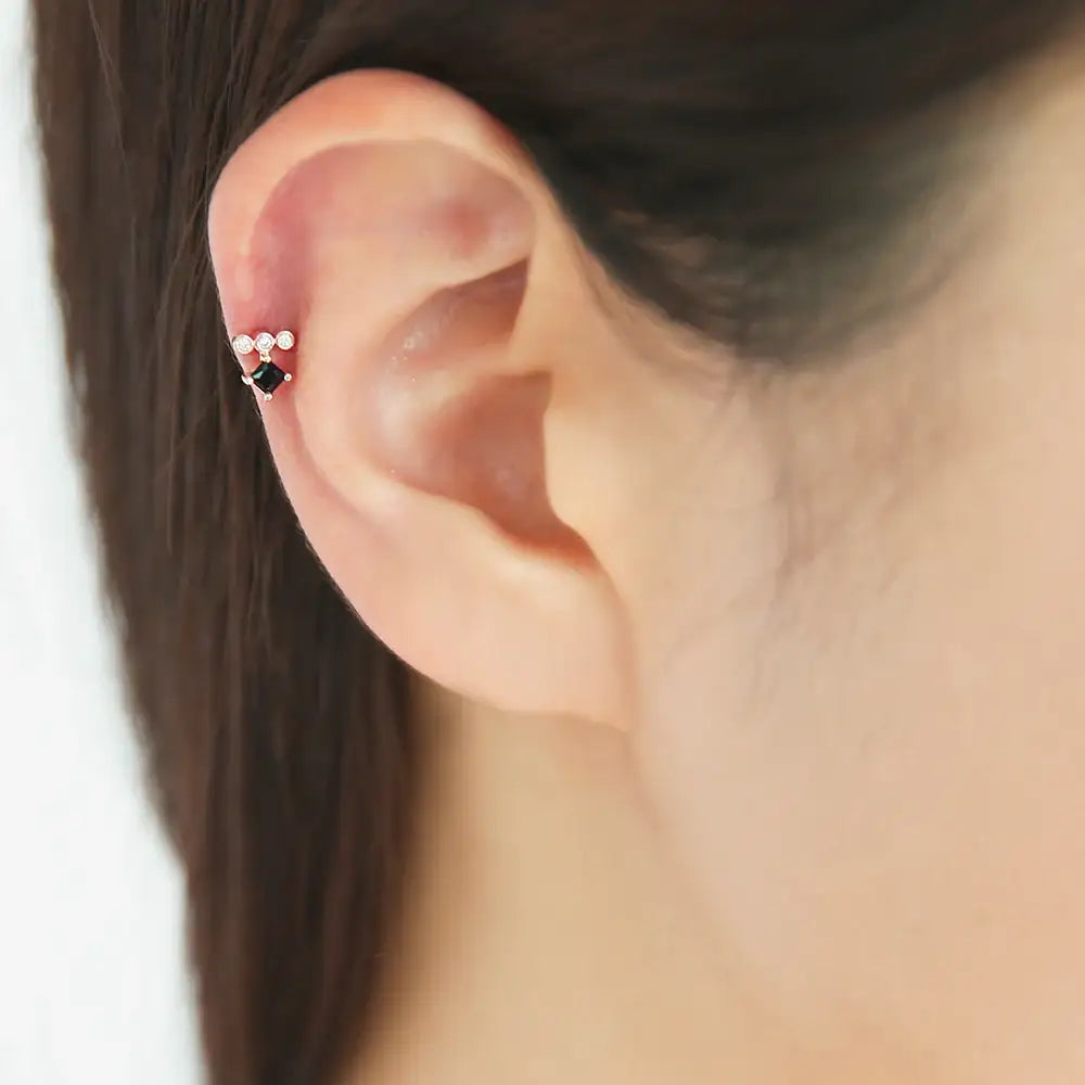 OST - Black Onyx Steel Ear Pierce - OST - Jewelry - Harumio