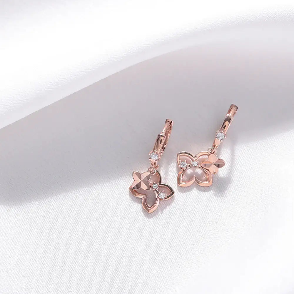 OST - Butterfly One Touch Ring Silver Earrings - OST - Jewelry - Harumio