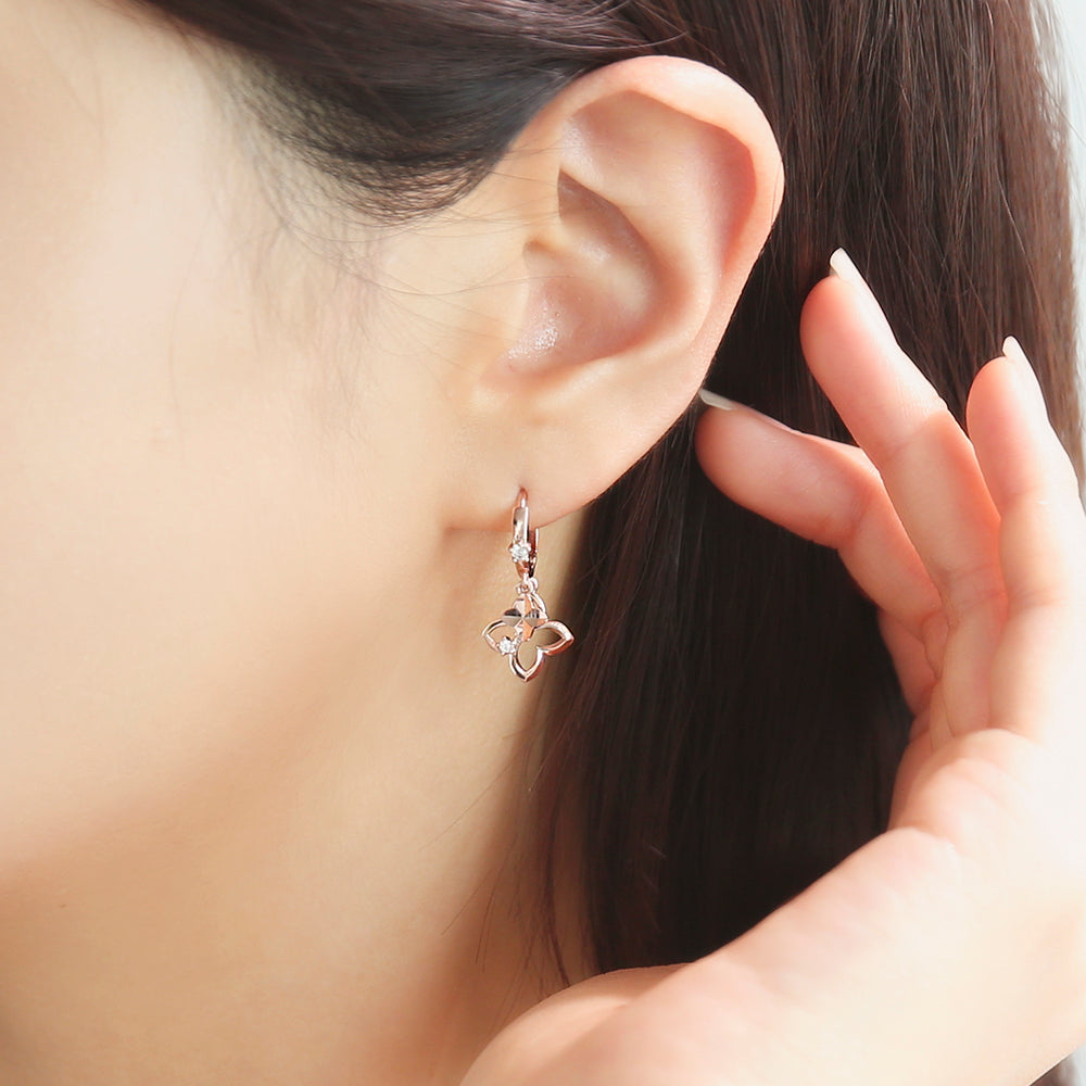 OST - Butterfly One Touch Ring Silver Earrings