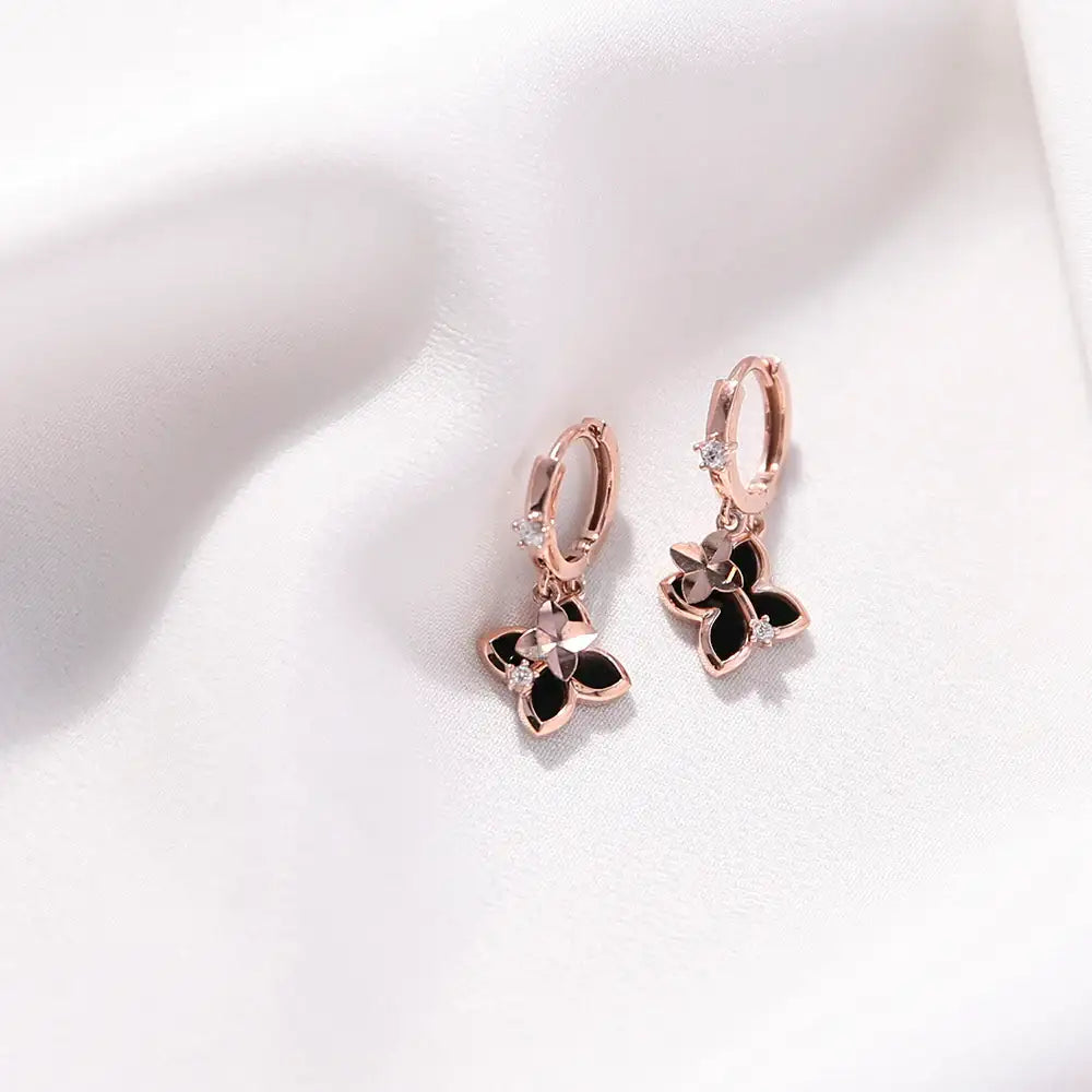 OST - Black Butterfly One Touch Ring Silver Earrings - OST - Jewelry - Harumio