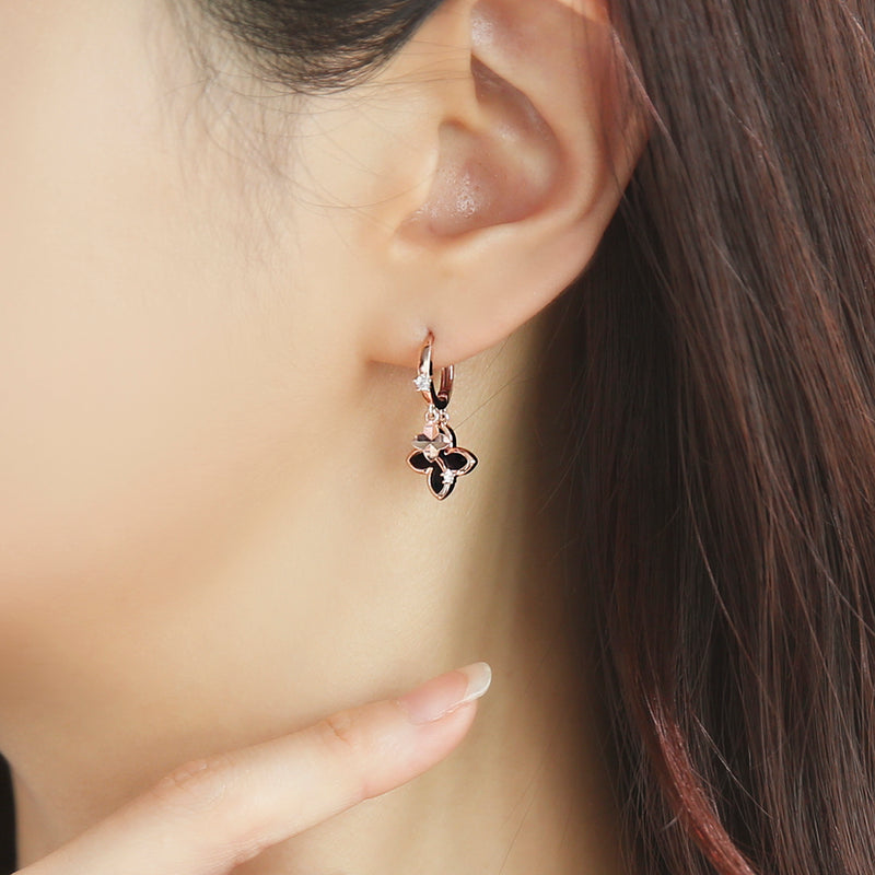 OST - Black Butterfly One Touch Ring Silver Earrings