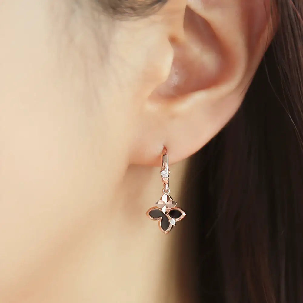 OST - Black Butterfly One Touch Ring Silver Earrings - OST - Jewelry - Harumio