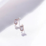 OST - Square Cubic and Pearl Silver Earrings - OST - Jewelry - Harumio