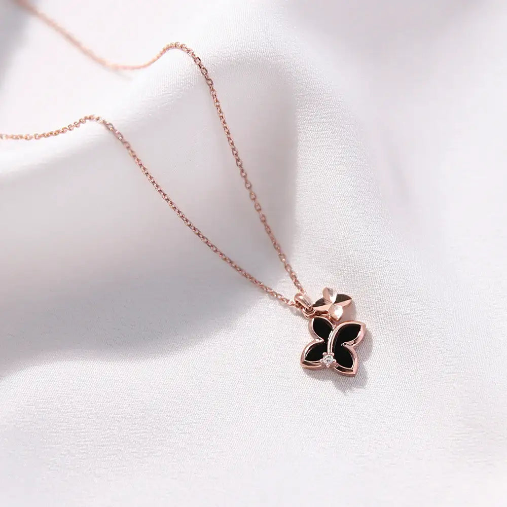 OST - Black Butterfly Silver Necklace - OST - Jewelry - Harumio