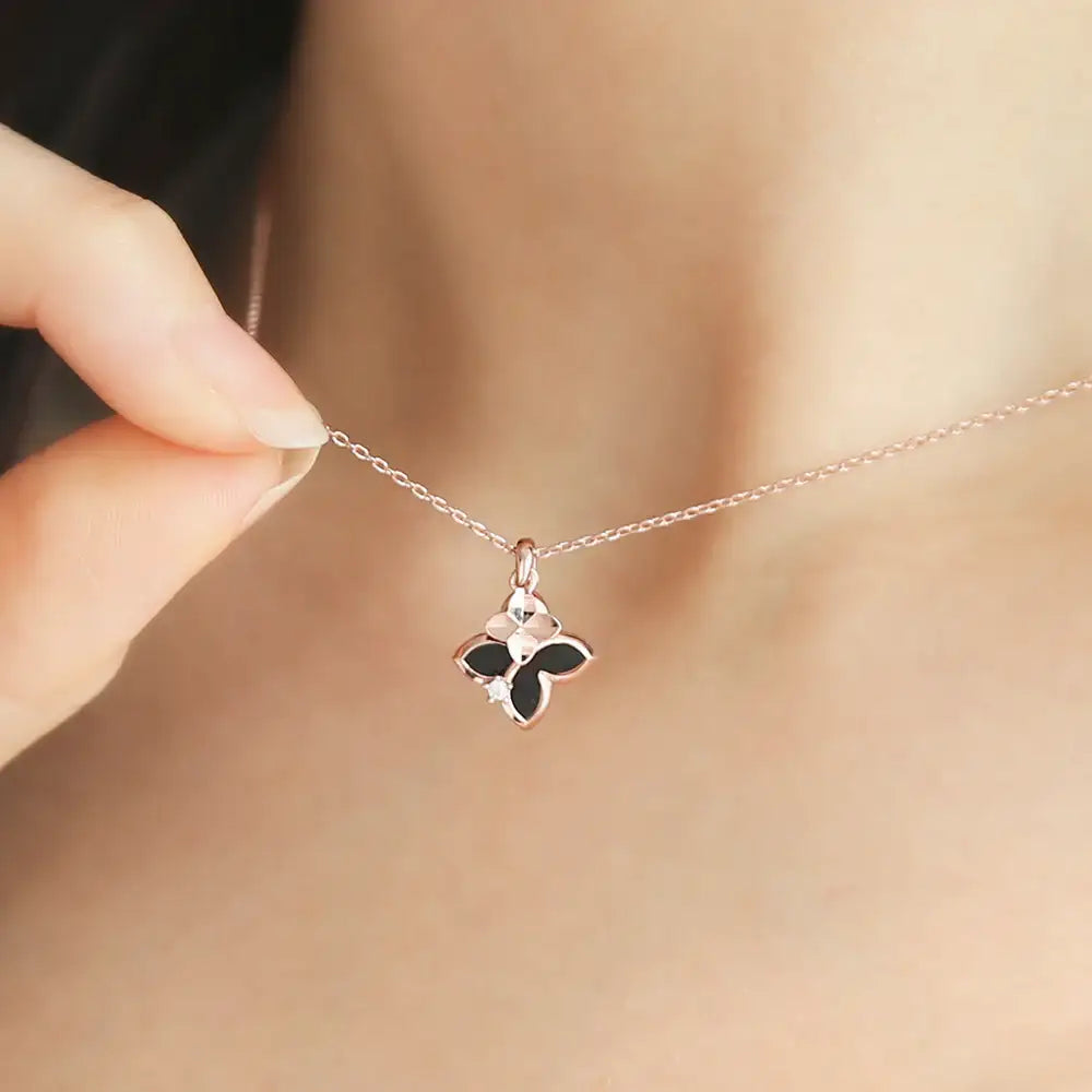 OST - Black Butterfly Silver Necklace - OST - Jewelry - Harumio