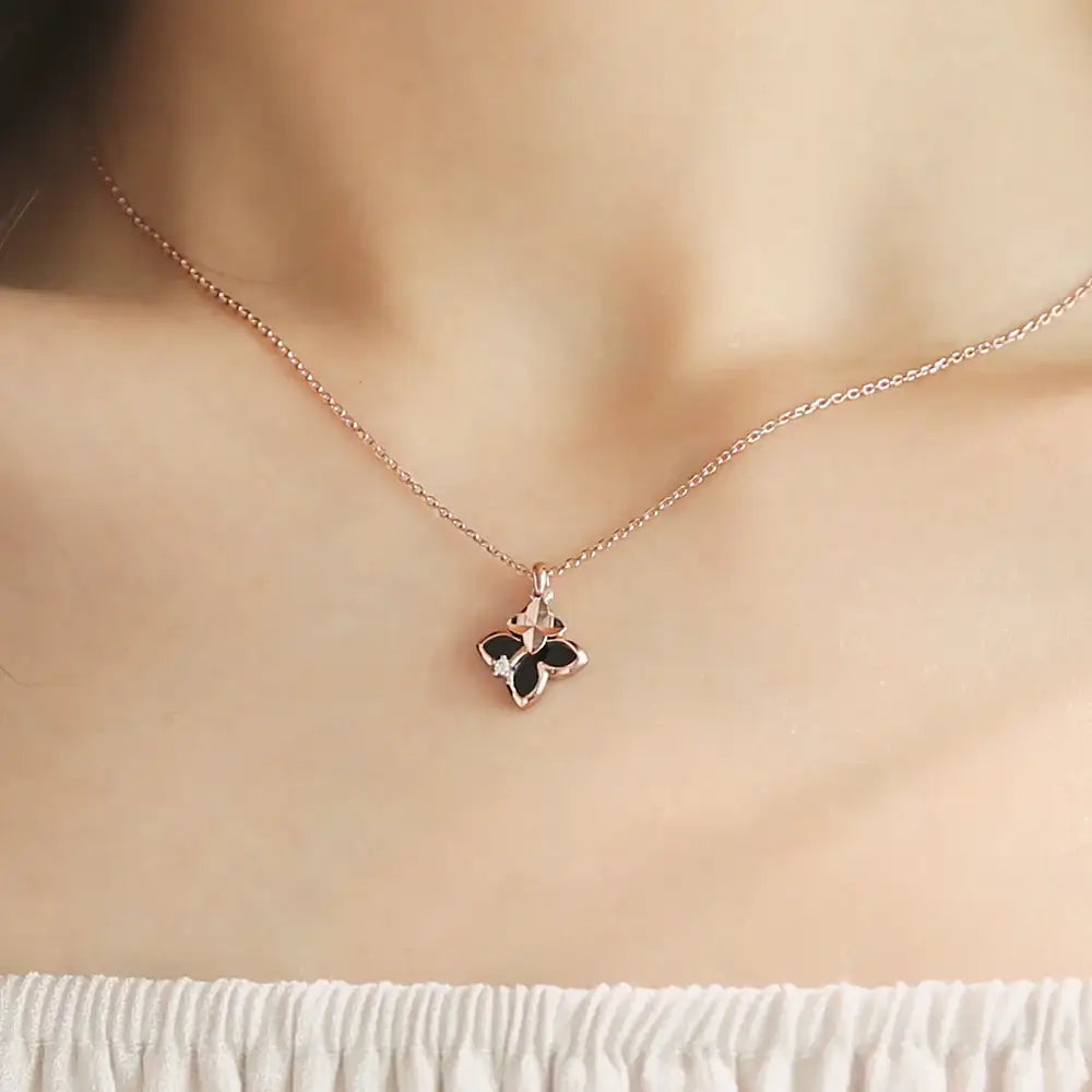 OST - Black Butterfly Silver Necklace - OST - Jewelry - Harumio