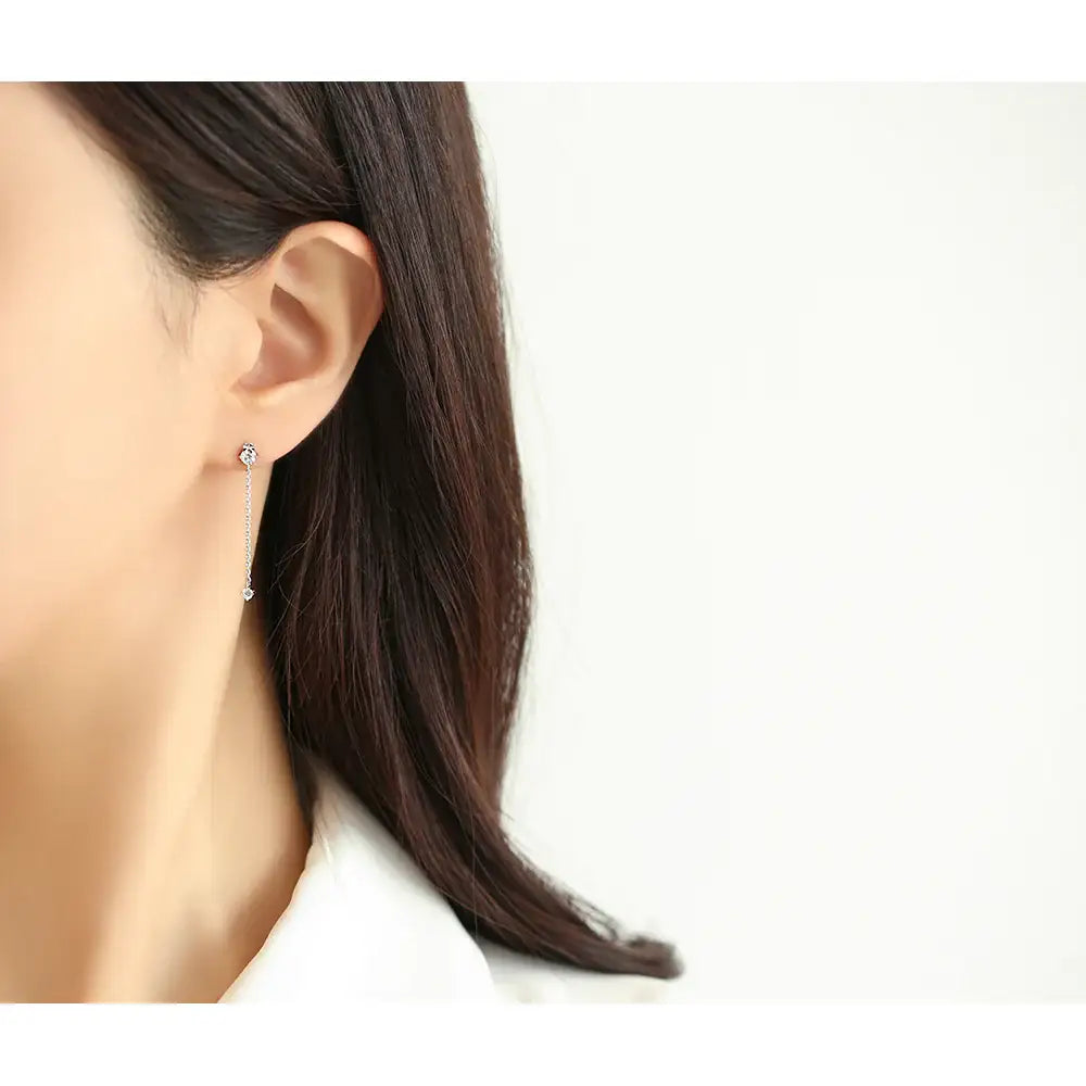 OST - Long Chain White Cubic Drop Earrings - OST - Jewelry - Harumio