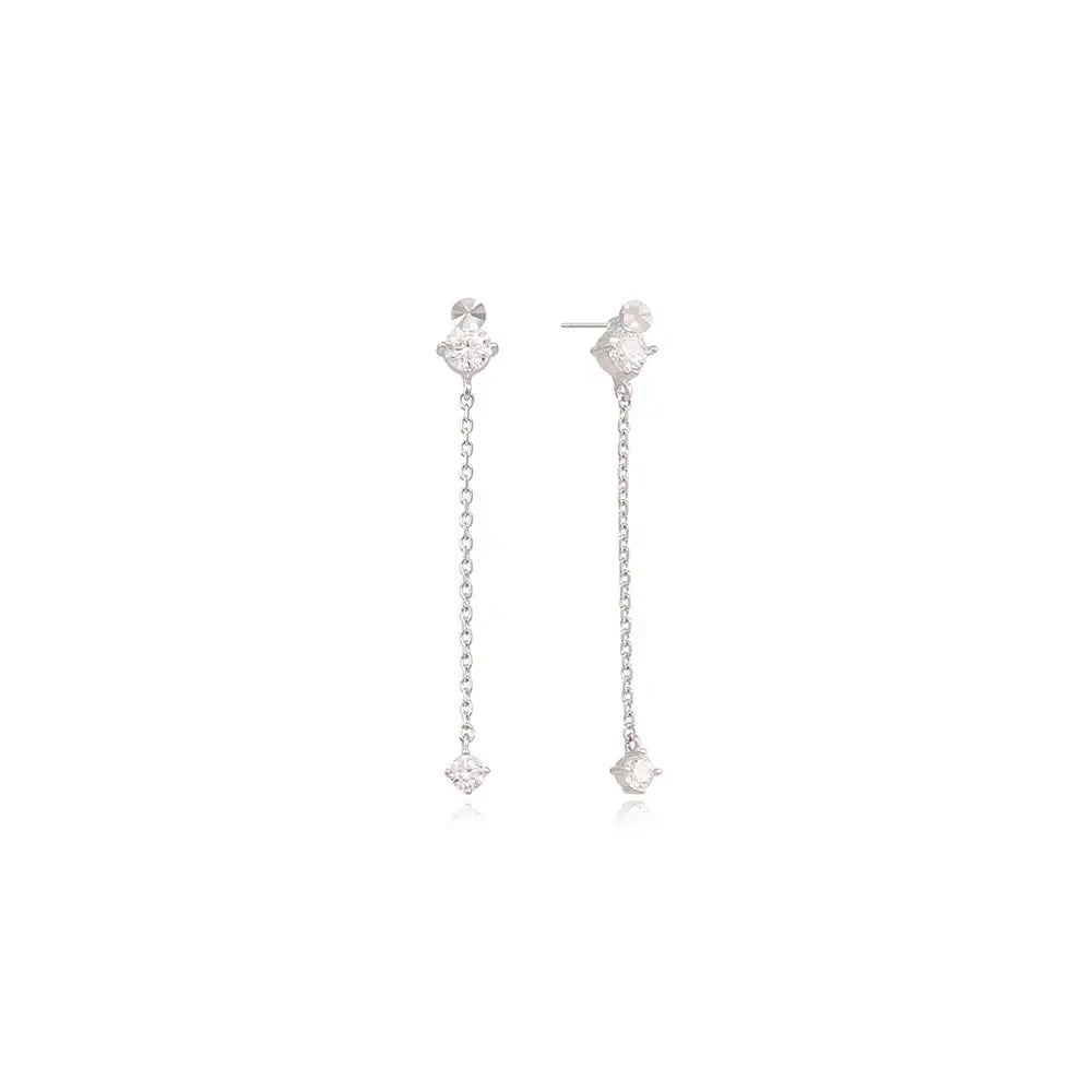 OST - Long Chain White Cubic Drop Earrings