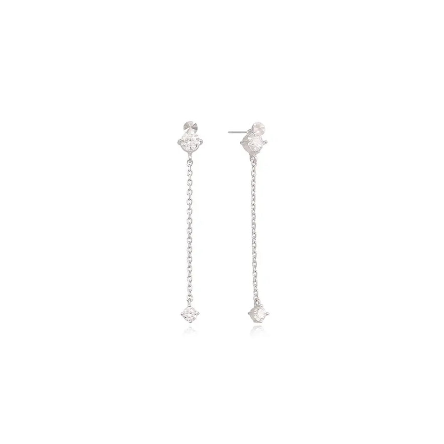 OST - Long Chain White Cubic Drop Earrings - OST - Jewelry - Harumio