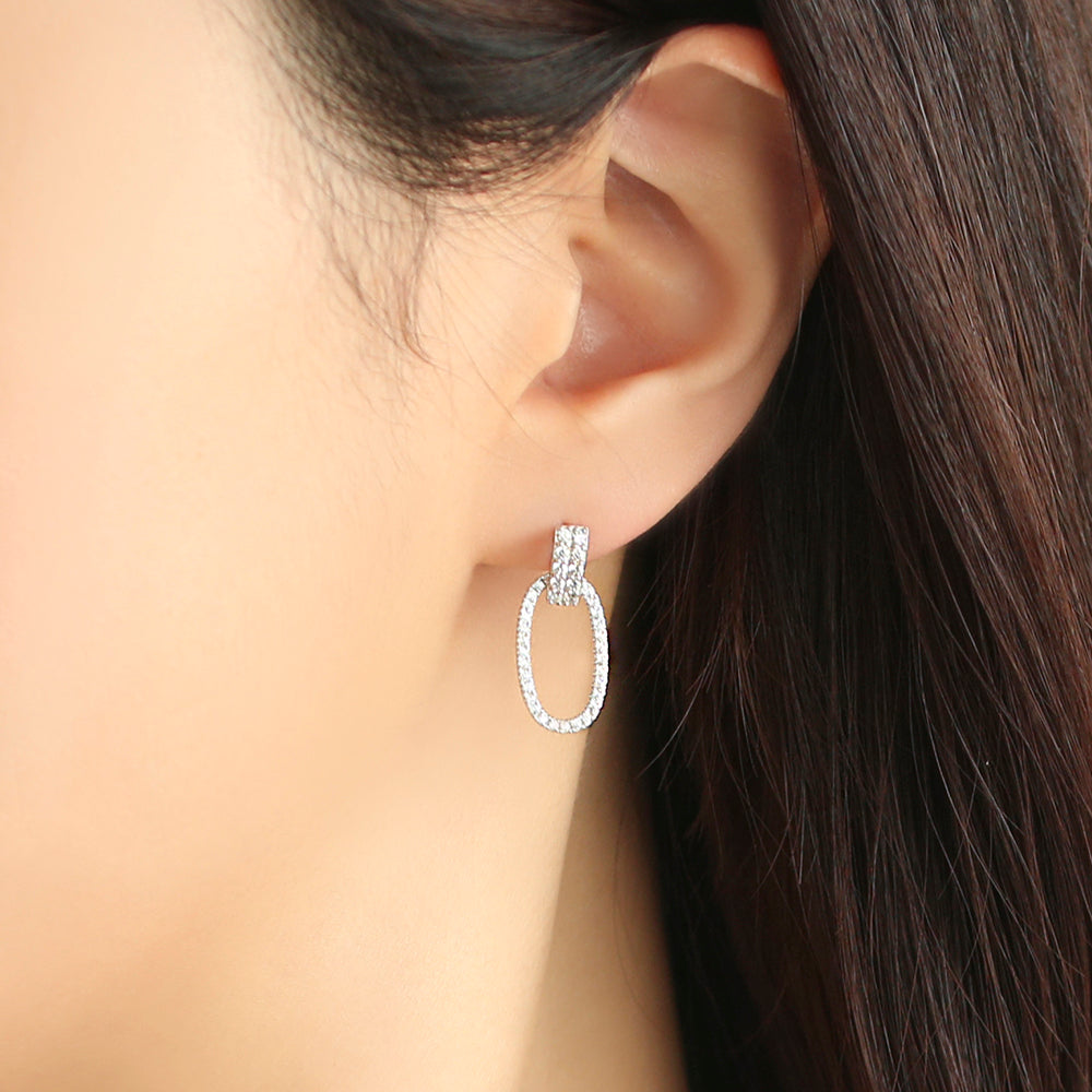OST - Cubic Round Line Silver Earrings