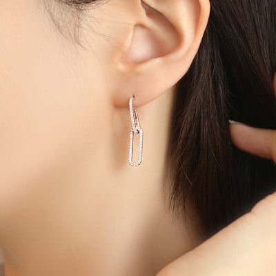 OST - Rose Gold Cubic Clip Earrings