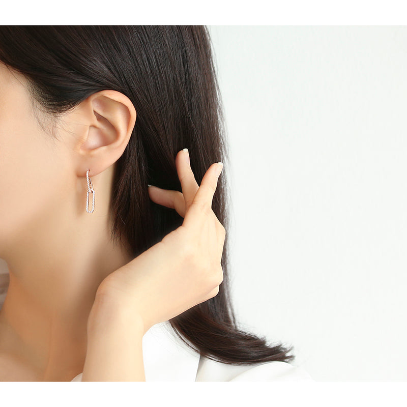 OST - Rose Gold Cubic Clip Earrings