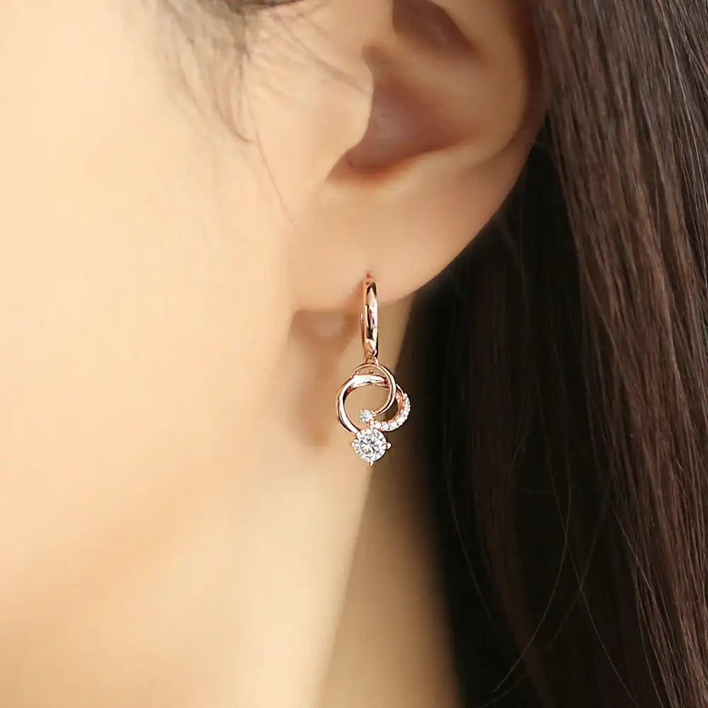 OST - Flaring Ring Rose Gold One Touch Earrings - OST - Jewelry - Harumio