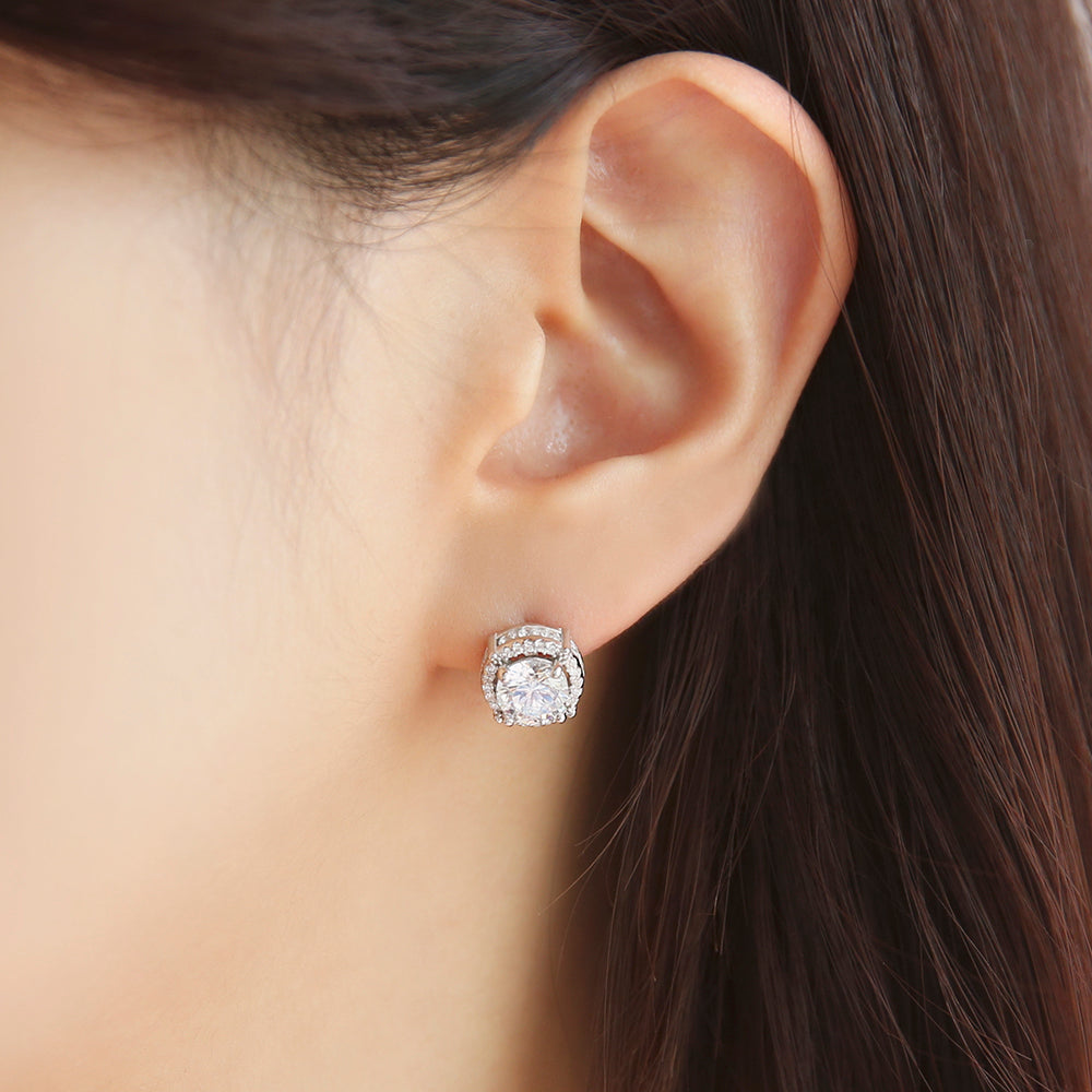 OST - Brightly Shining White Cubic Silver Earrings
