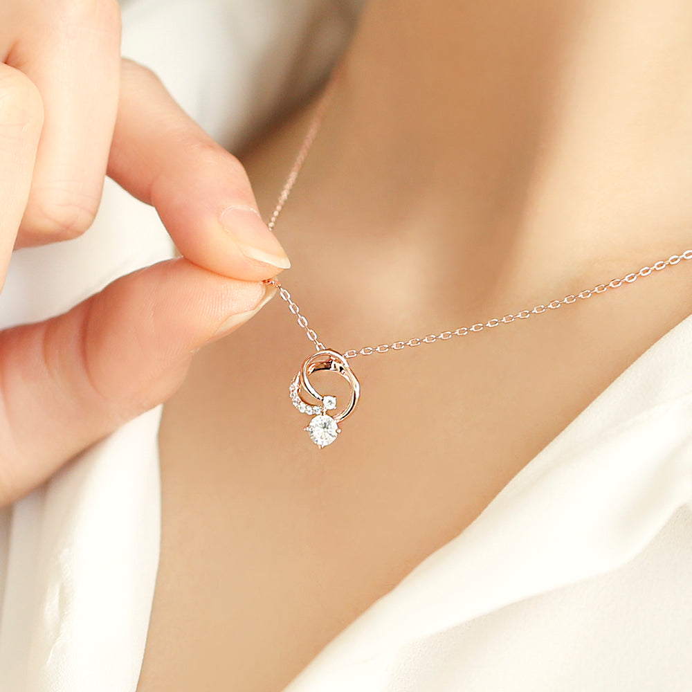 OST - Flaring Ring White Cubic Rose Gold Necklace