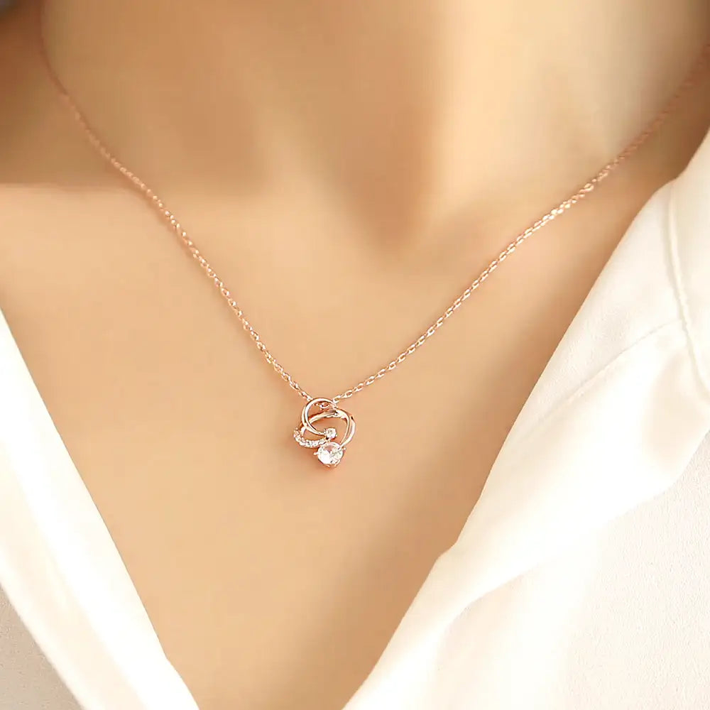 OST - Flaring Ring White Cubic Rose Gold Necklace - OST - Jewelry - Harumio
