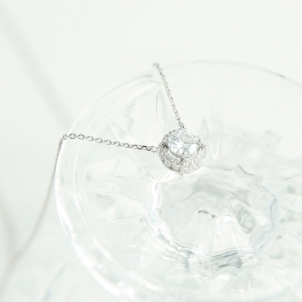 OST - Brightly Shining White Cubic Silver Necklace