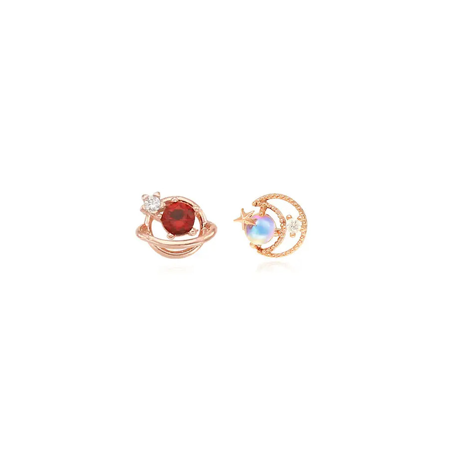 OST - Garnet Rose Gold Planet Ear Pierce (January) - OST - Jewelry - Harumio