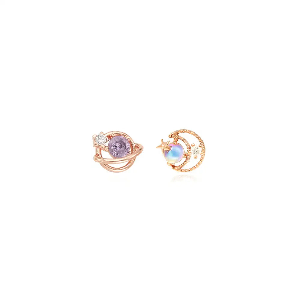 OST - Amethyst Rose Gold Planet Ear Pierce (February) - OST - Jewelry - Harumio