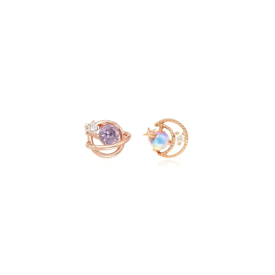 OST - Amethyst Rose Gold Planet Ear Pierce (February) - OST - Jewelry - Harumio