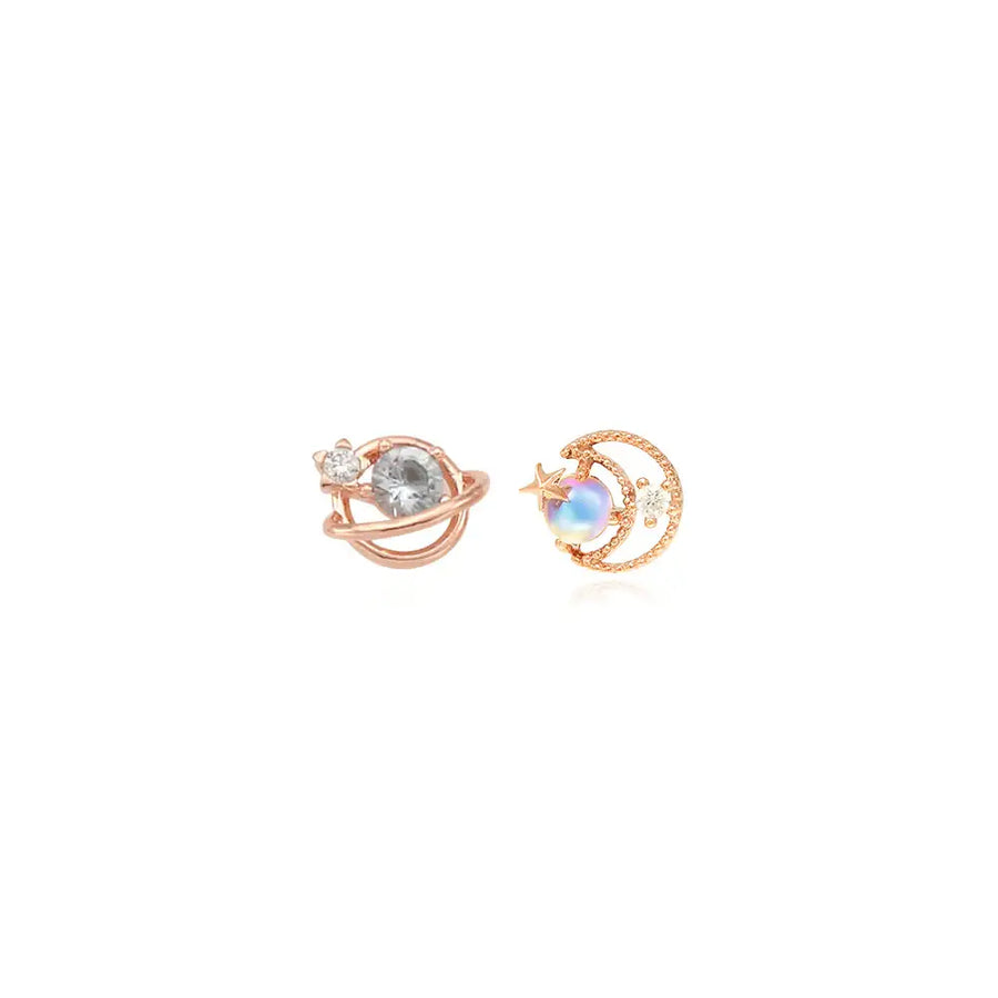 OST - Aquamarine Rose Gold Planet Ear Pierce (March) - OST - Jewelry - Harumio