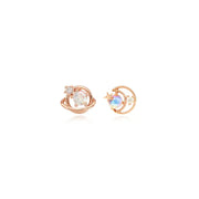 OST - White Cubic Rose Gold Planet Ear Pierce (April) - OST - Jewelry - Harumio