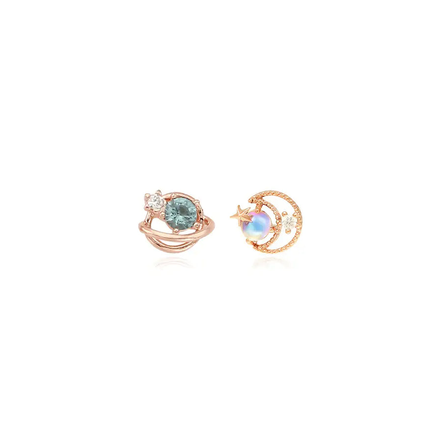 OST - Emerald Rose Gold Planet Ear Pierce (May) - OST - Jewelry - Harumio