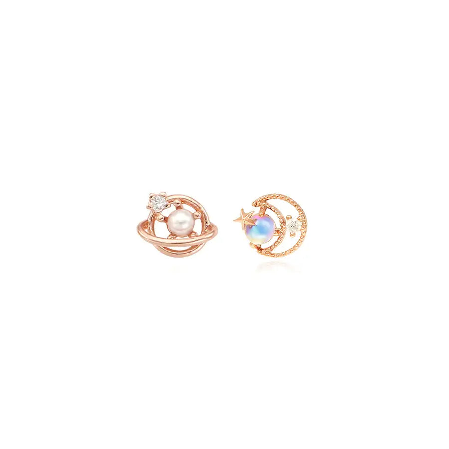OST - Pearl Rose Gold Planet Ear Pierce (June) - OST - Jewelry - Harumio