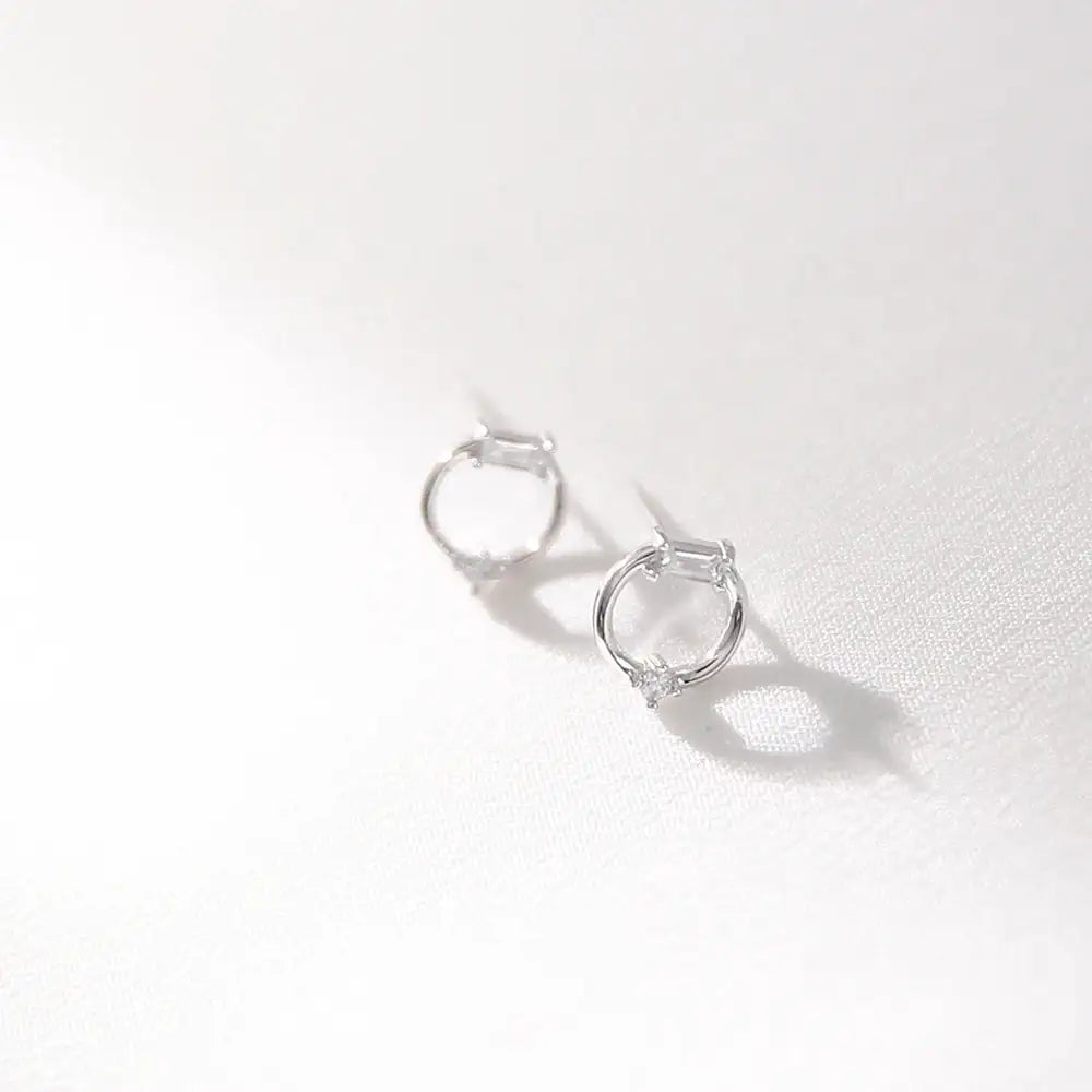 OST - Transparent Round Ring Silver Earrings - OST - Jewelry - Harumio