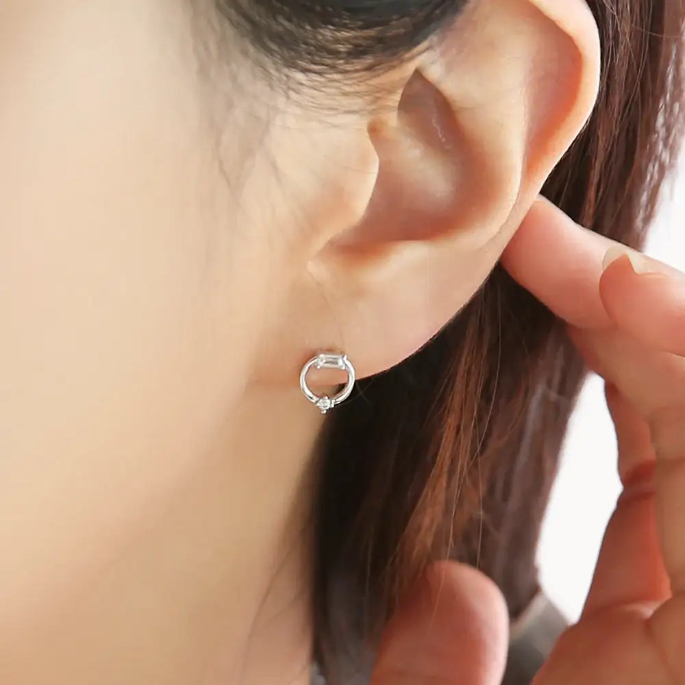 OST - Transparent Round Ring Silver Earrings - OST - Jewelry - Harumio