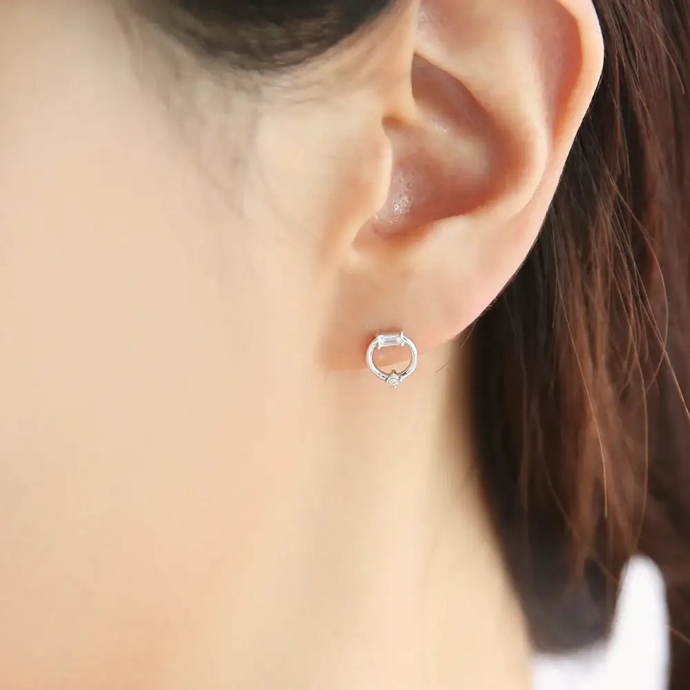 OST - Transparent Round Ring Silver Earrings - OST - Jewelry - Harumio