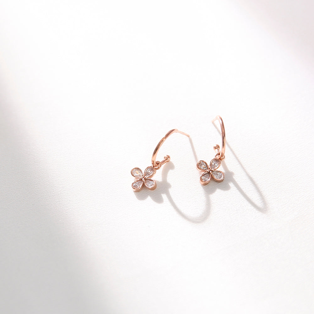 OST - Lucky Shamrock Rose Gold Half Ring Earrings