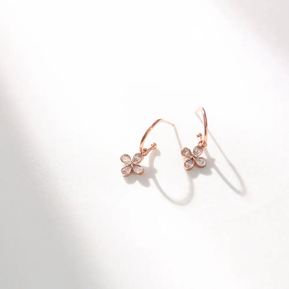 OST - Lucky Shamrock Rose Gold Half Ring Earrings - OST - Jewelry - Harumio