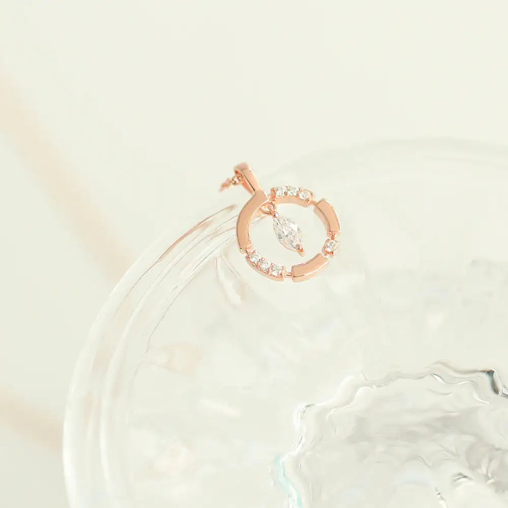 OST - Cubic Shiny Circular Line Rose Gold Necklace - OST - Jewelry - Harumio