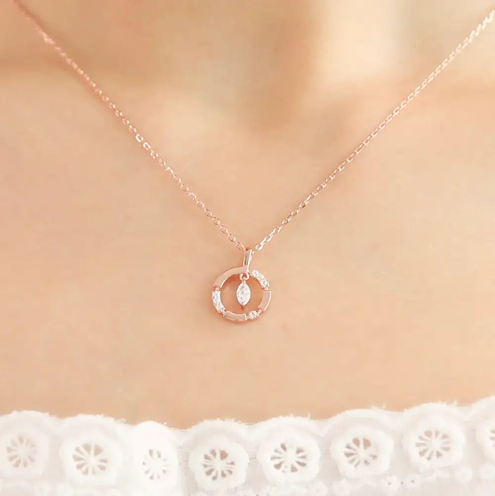 OST - Cubic Shiny Circular Line Rose Gold Necklace - OST - Jewelry - Harumio