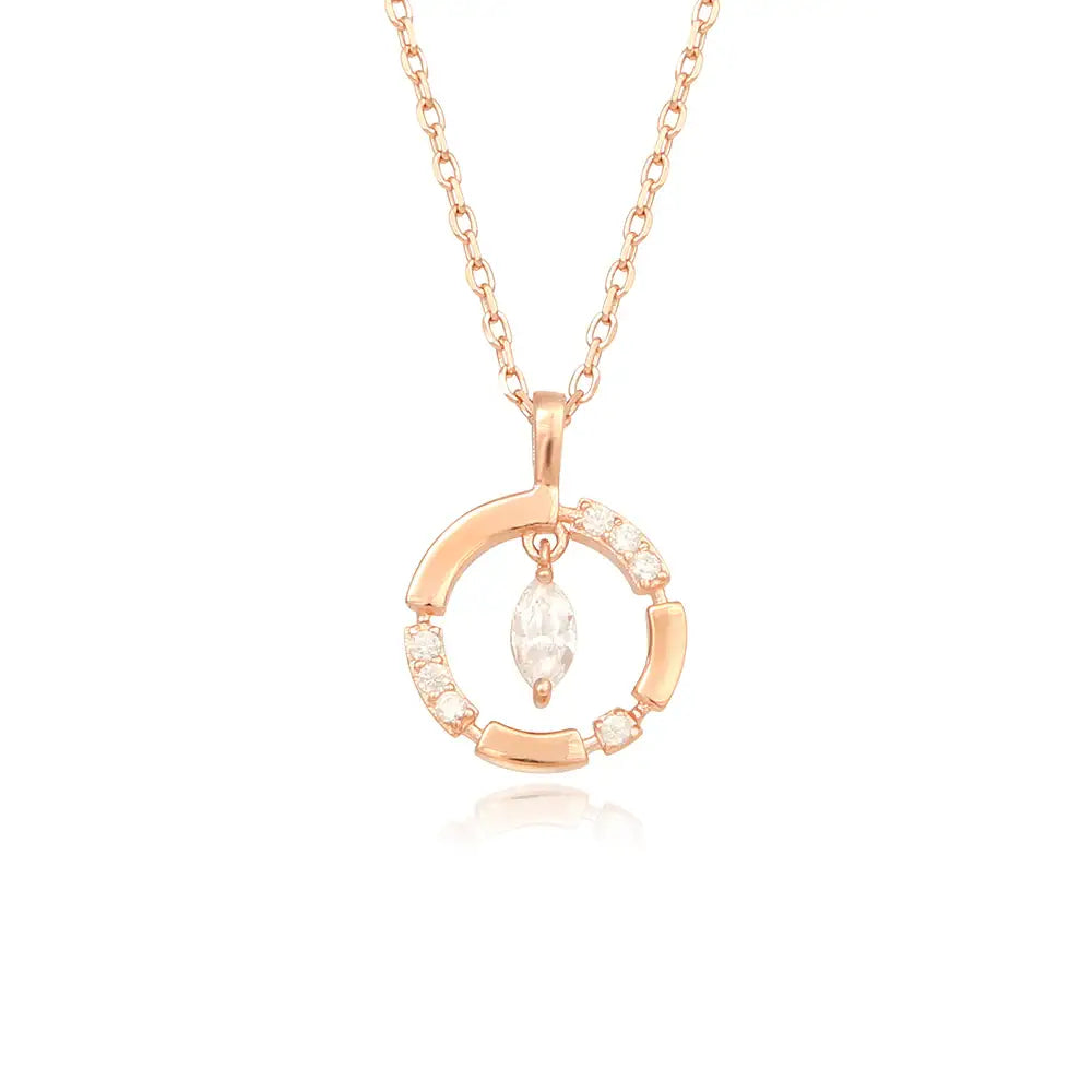 OST - Cubic Shiny Circular Line Rose Gold Necklace - OST - Jewelry - Harumio