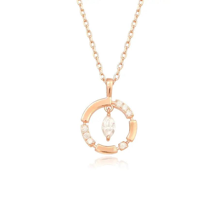 OST - Cubic Shiny Circular Line Rose Gold Necklace - OST - Jewelry - Harumio