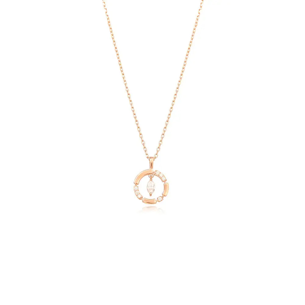 OST - Cubic Shiny Circular Line Rose Gold Necklace - OST - Jewelry - Harumio