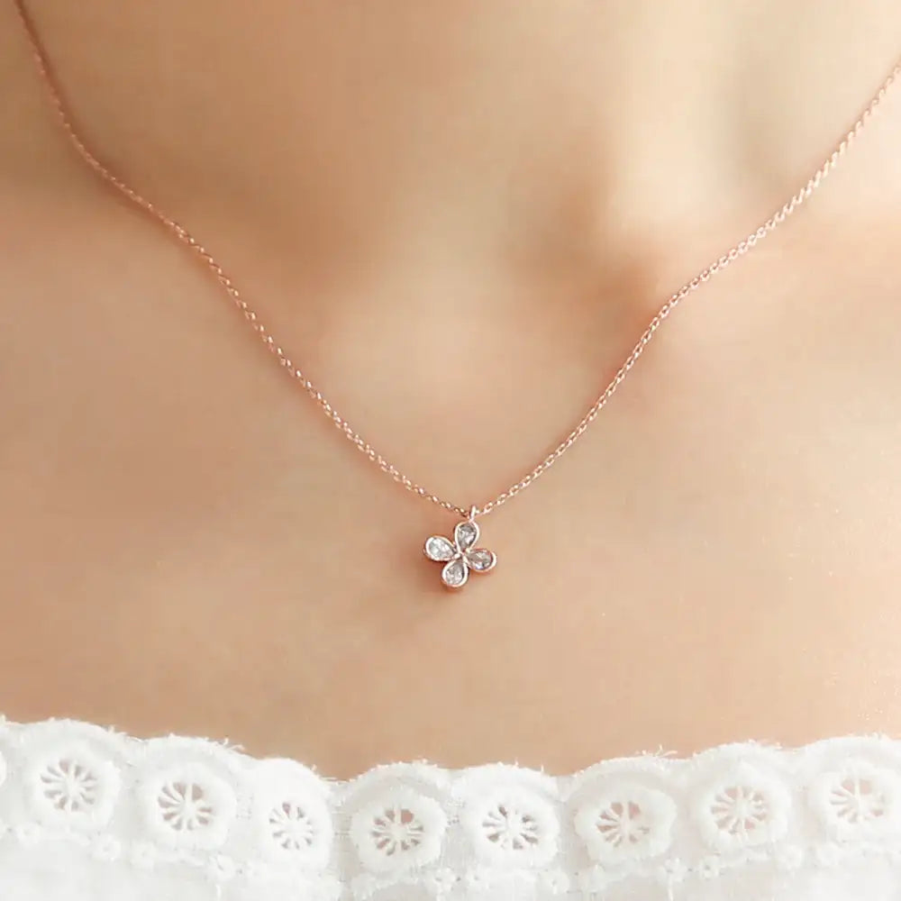 OST - Lucky Shamrock Rose Gold Necklace - OST - Jewelry - Harumio