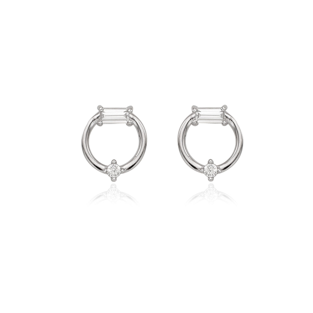 OST - Transparent Round Ring Silver Earrings