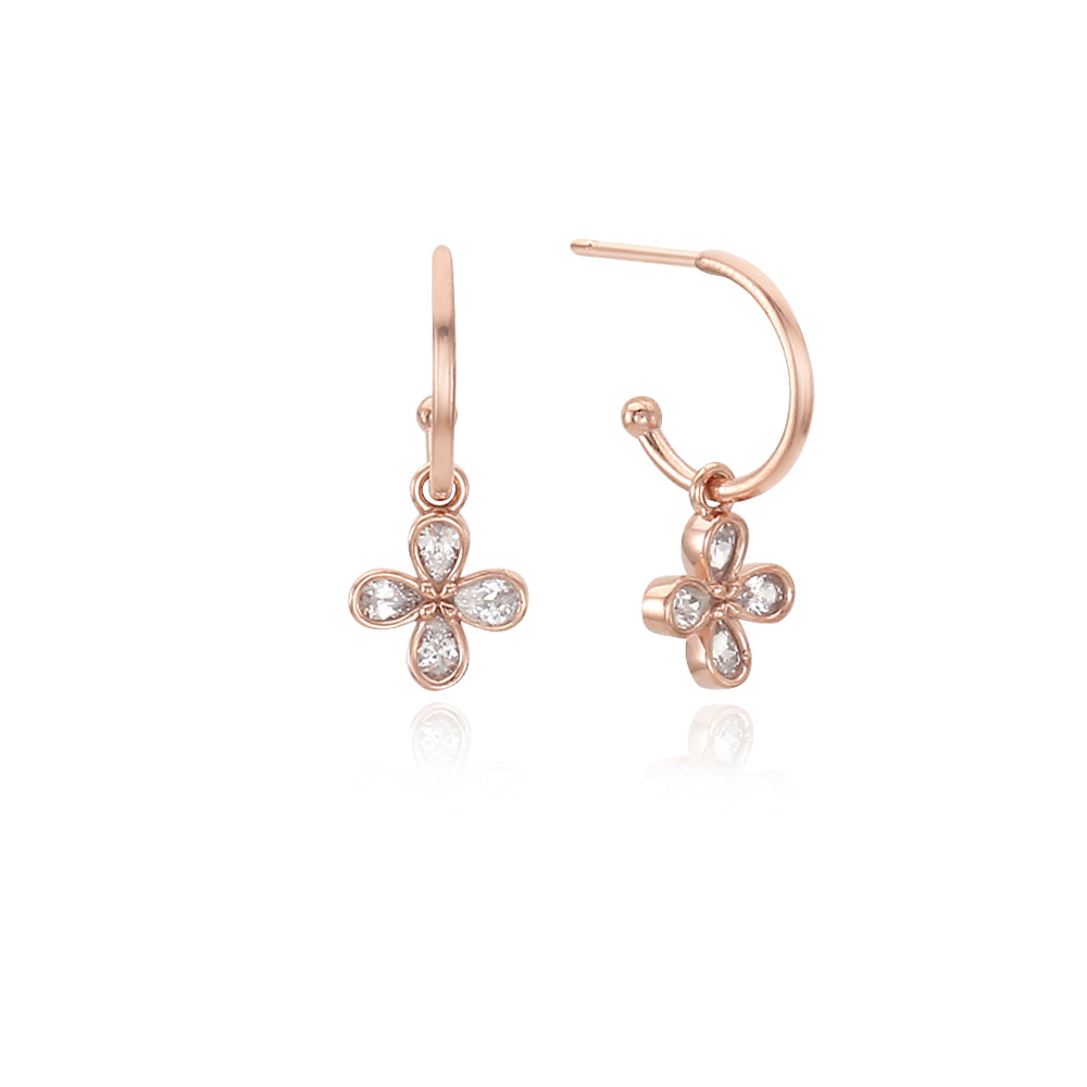OST - Lucky Shamrock Rose Gold Half Ring Earrings