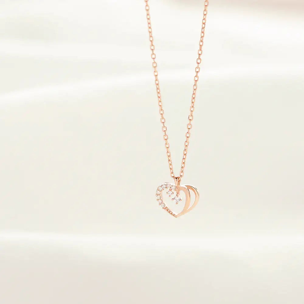 OST - Love Heart Cubic Rose Gold Necklace - OST - Jewelry - Harumio