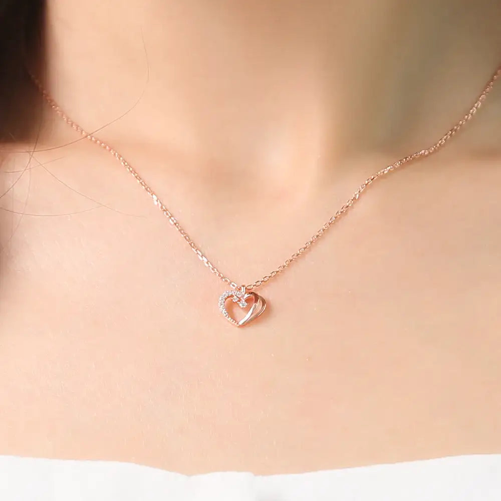 OST - Love Heart Cubic Rose Gold Necklace - OST - Jewelry - Harumio