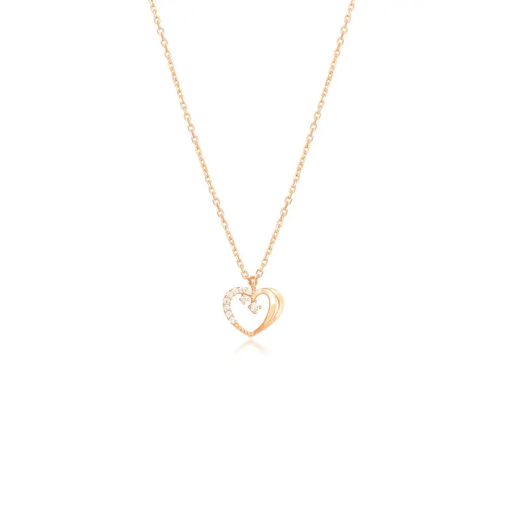 OST - Love Heart Cubic Rose Gold Necklace - OST - Jewelry - Harumio