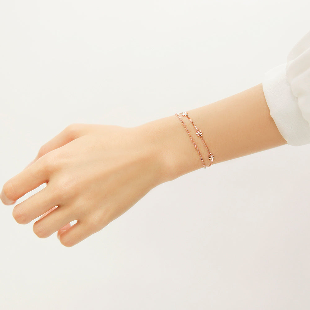 OST - 7-Star Charm Double Chain Rose Gold Bracelet