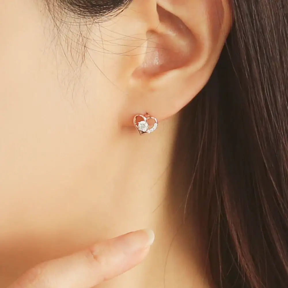 OST - Love Heart Line Rose Gold Mini Ring Earrings - OST - Jewelry - Harumio